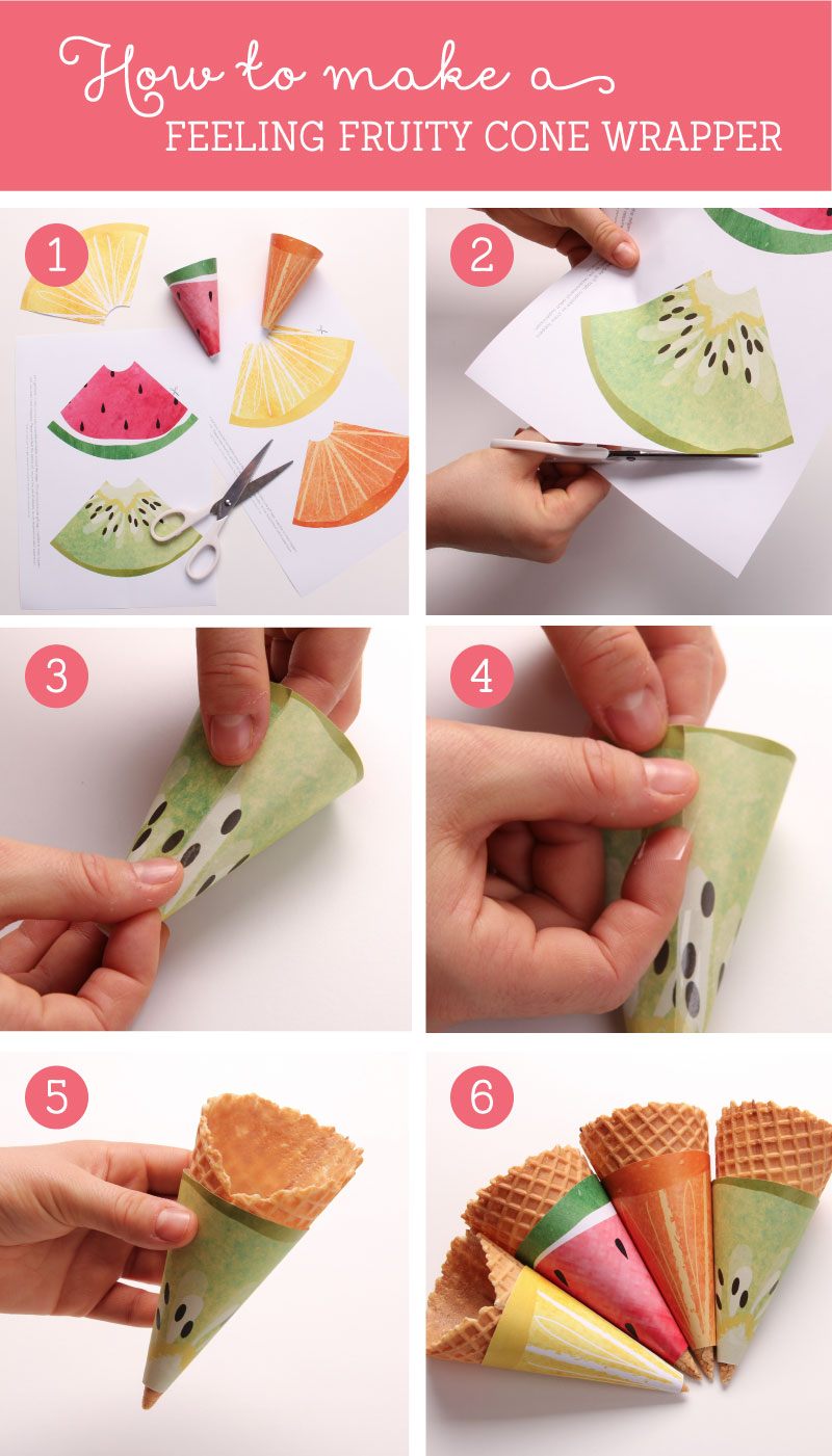 How to make your Feeling Fruity Free Printable Ice Cream Cone Wrappers | Tinyme Blog