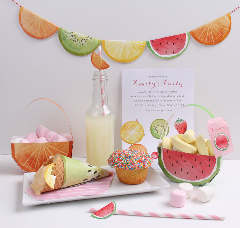 Create a fruit theme party with the 'Feeling Fruity' Printables range | Tinyme Blog