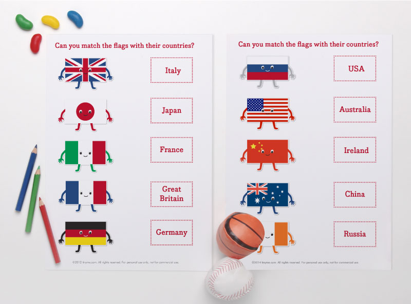 Match the Flags Printable Activity | Tinyme Blog