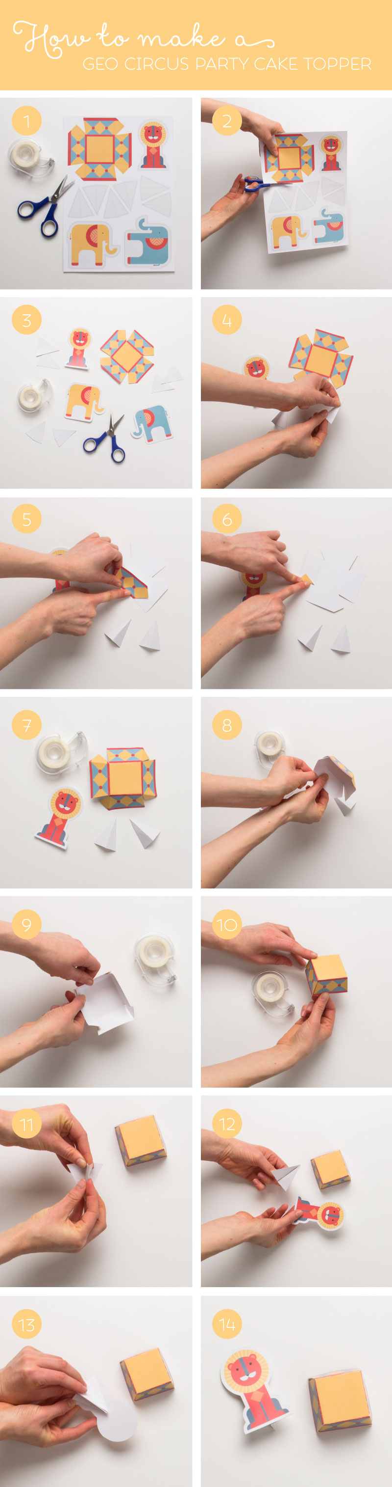 How to make your Geo Circus Party Printable Lion Cake Topper | Tinyme Blog