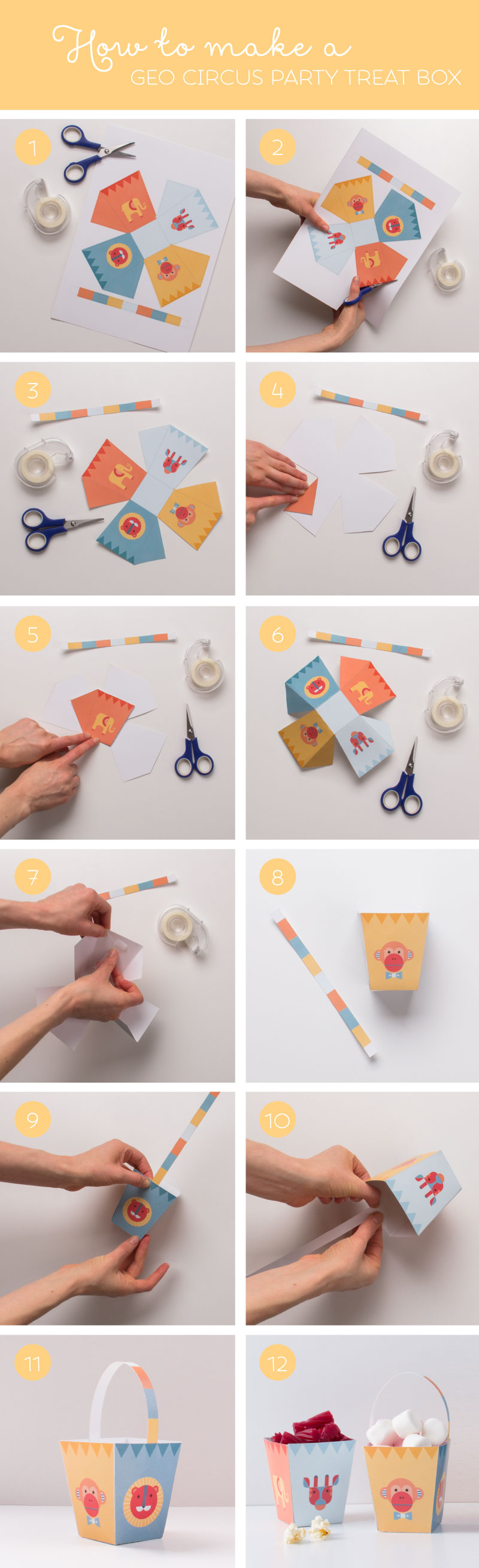 How to make your Geo Circus Party Treat Boxes | Tinyme Blog