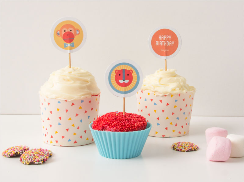 Geo Circus Party Printable Cupcake Toppers | Tinyme Blog