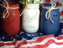 Beautifully painted mason jars | 10 4th of July Decoration Ideas - Tinyme Blog
