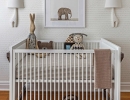 Eye–catching elephant print wallpaper animals in a soothing neutral room | 10 Animal inspired Kids Bedrooms - Tinyme Blog