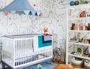 Gender neutral nursery covered in whimsical hand-printed wallpaper | 10 Colourful Nurseries - Tinyme Blog