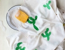 Shabby chic DIY potato stamped cactus tea towel | 10 Cute Cactus Projects - Tinyme Blog