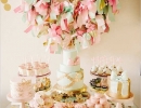 This pink, mint and gold dessert table is swoon-worthy! | 10 Delightful Dessert Table Ideas - Tinyme Blog