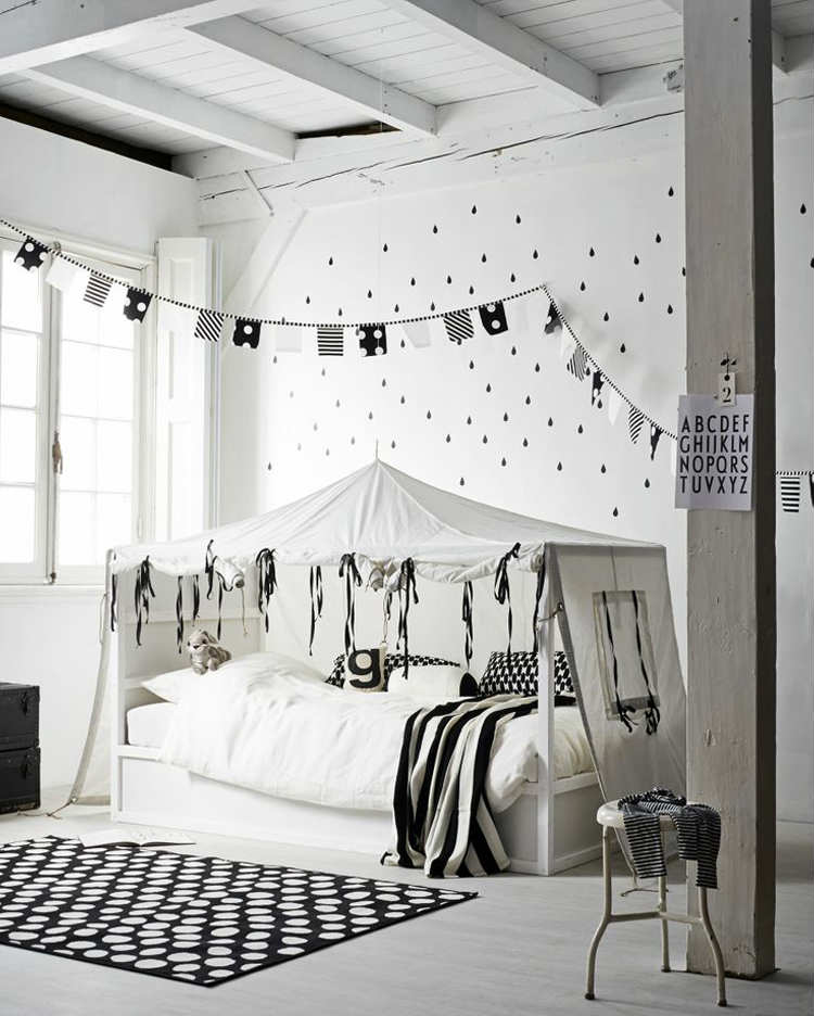 monochrome kids bedroom