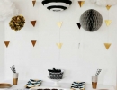 Elegant geometric white and gold glitter gender neutral baby shower | 10 Monochrome Party Ideas - Tinyme Blog