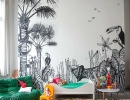 Exotic black and white tropical scene mural | 10 Tropical Kids Rooms - Tinyme Blog