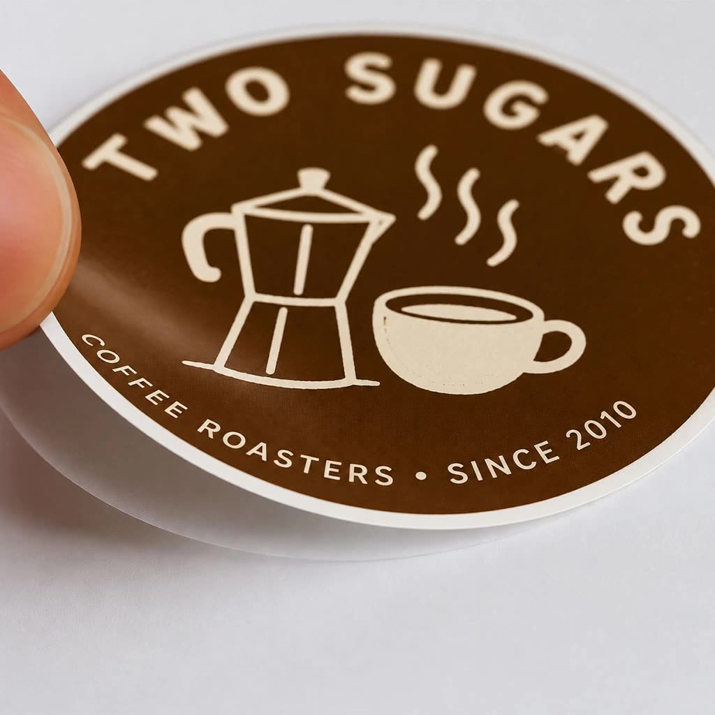 Peel and stick custom die cut sticker
